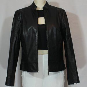 Classiques  Entier 100%  Leather Black Women Lined Zipper Clastic  Jacket size M